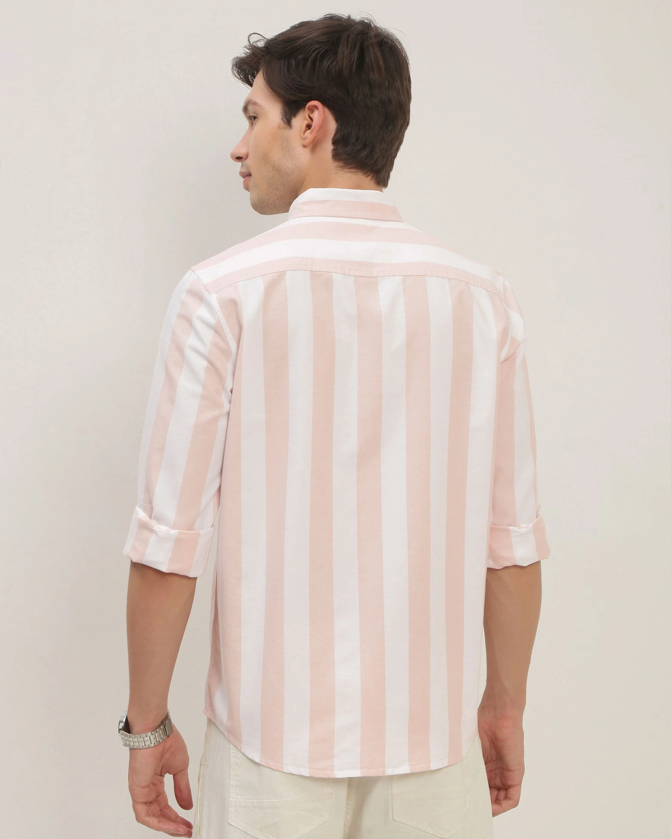 Men Orange Striped Shirt - Image 2