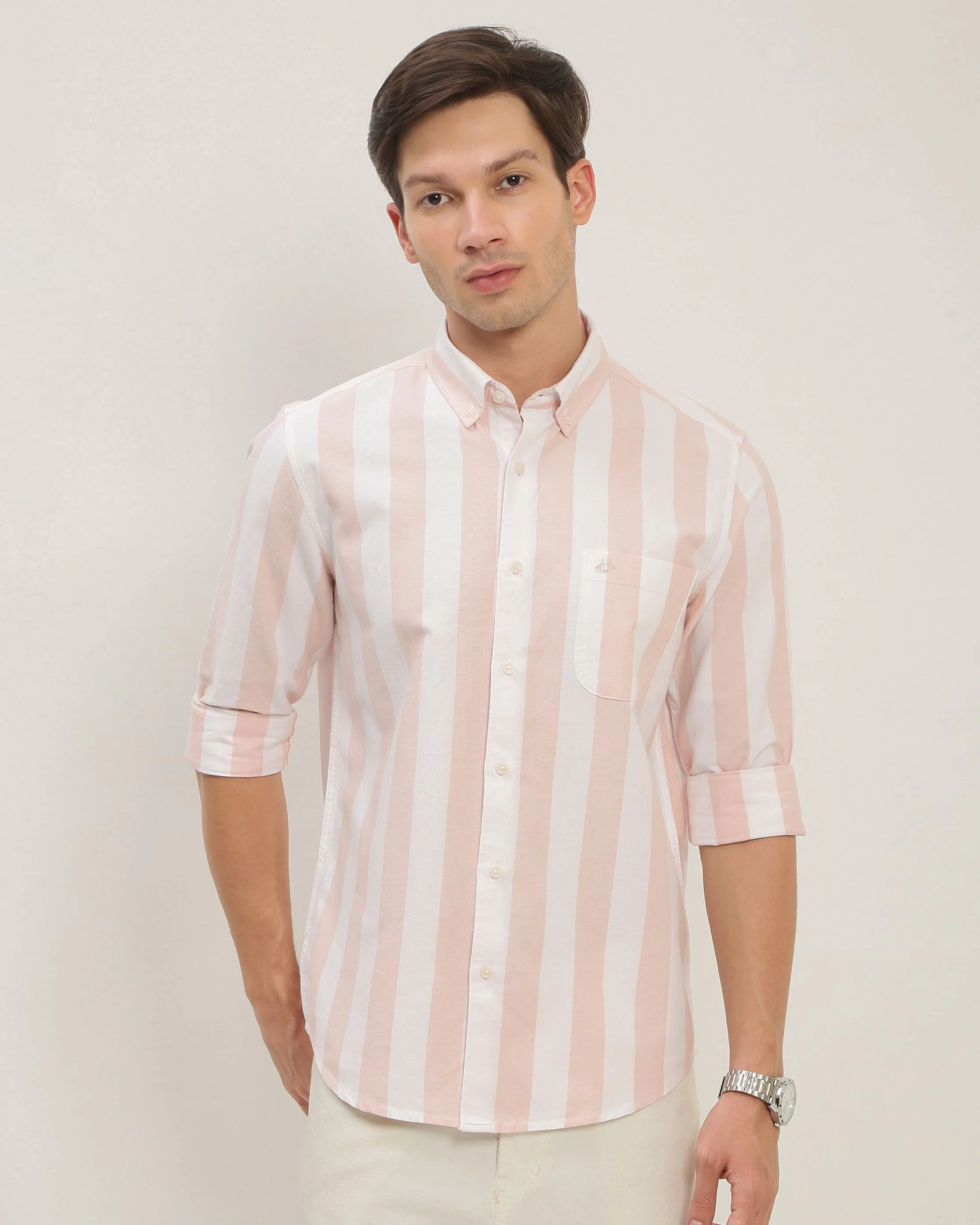 Men Orange Striped Shirt - Image 6