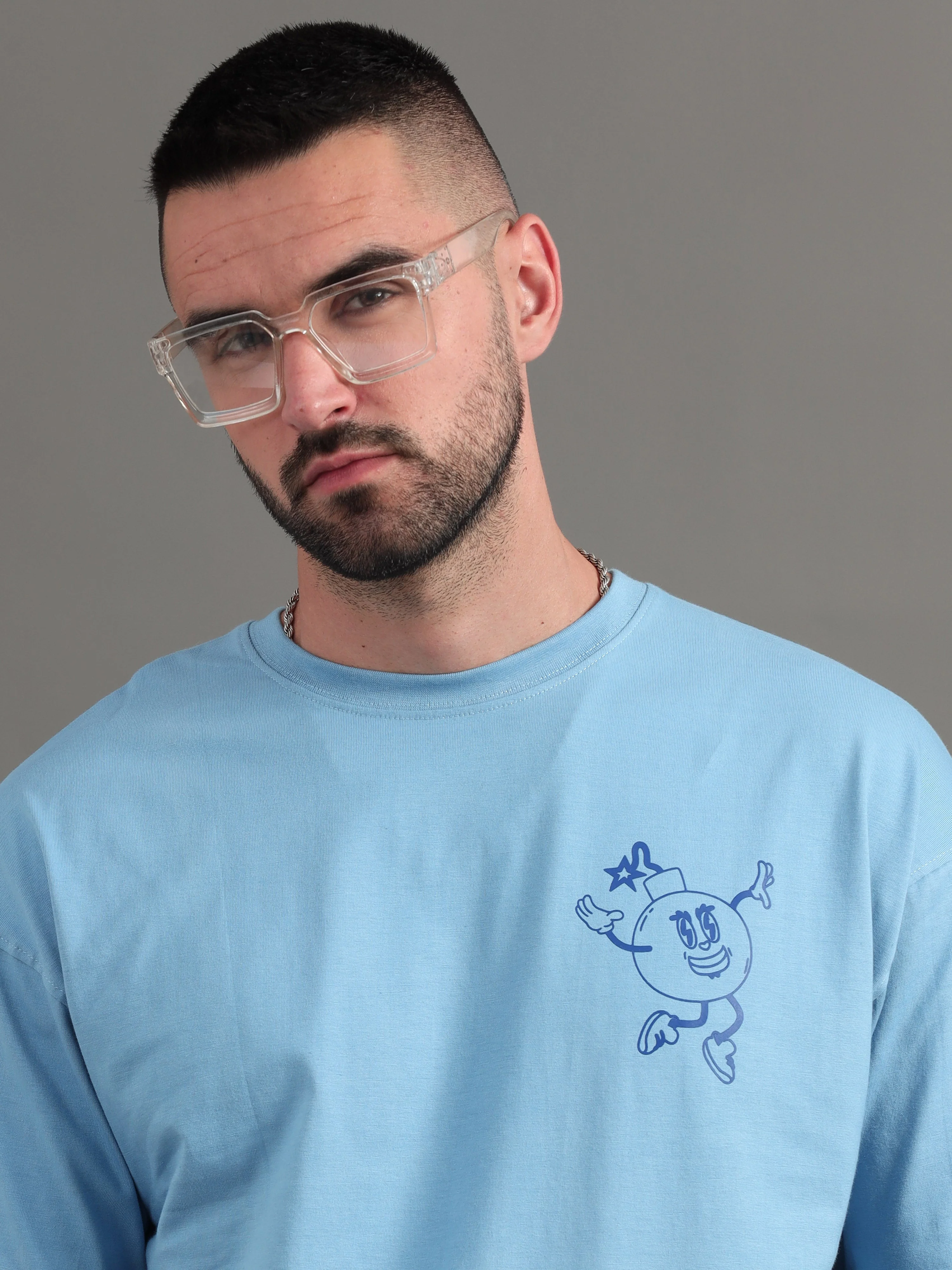 Men Orbiting Dreams Brown Oversized T-Shirt - Image 7
