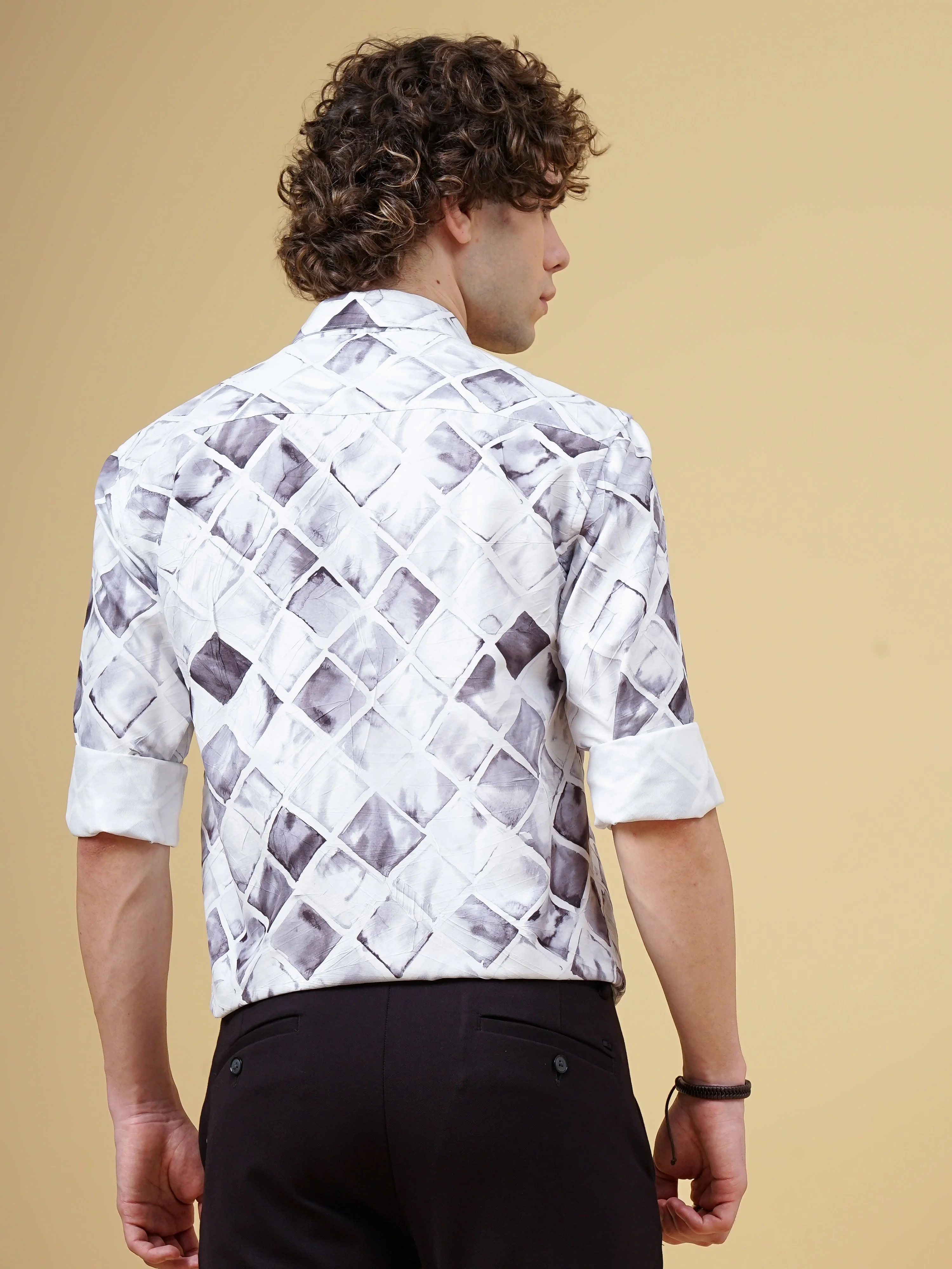 Men Osaka White Print Shirt - Image 3