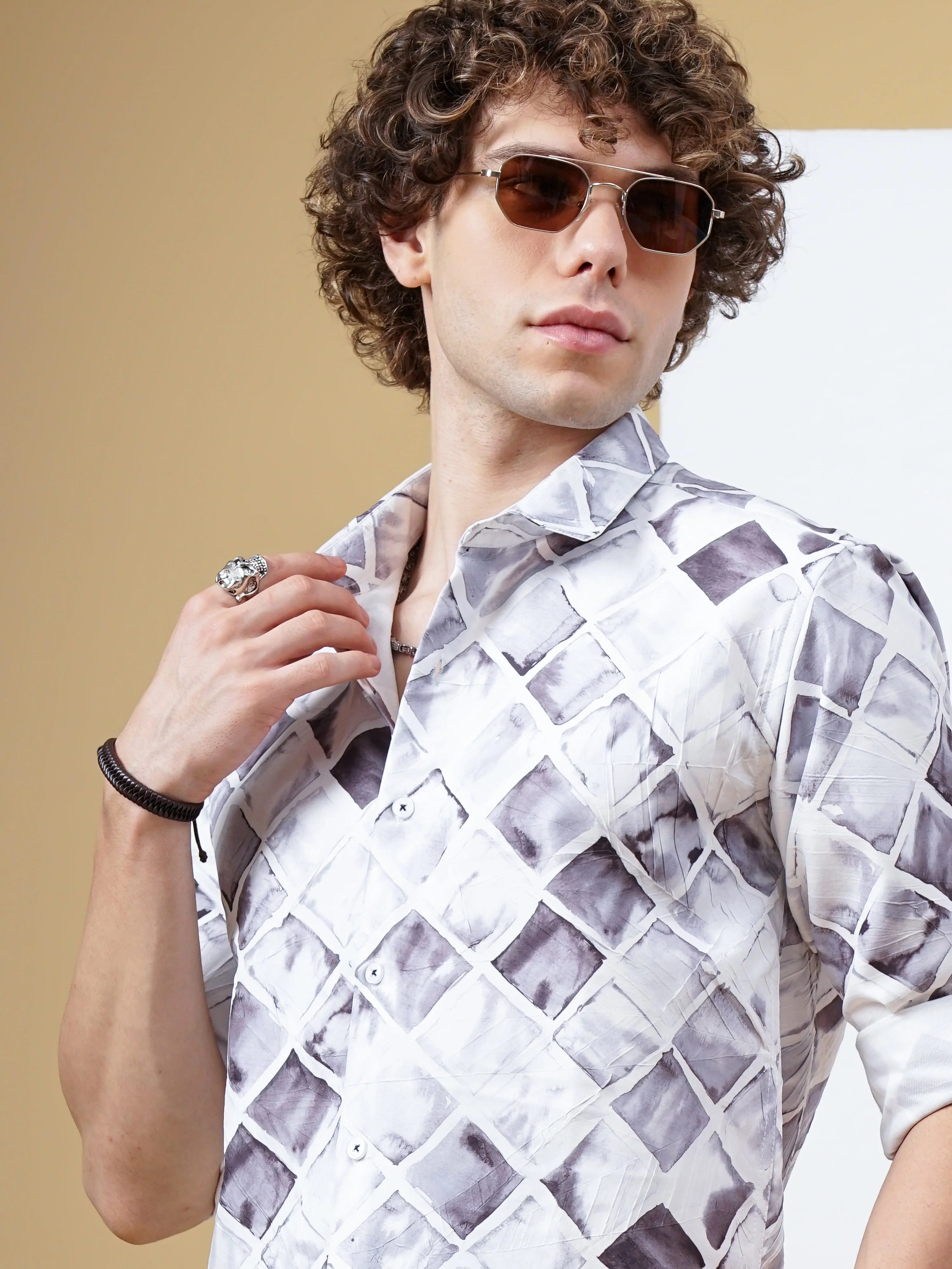 Men Osaka White Print Shirt - Image 4