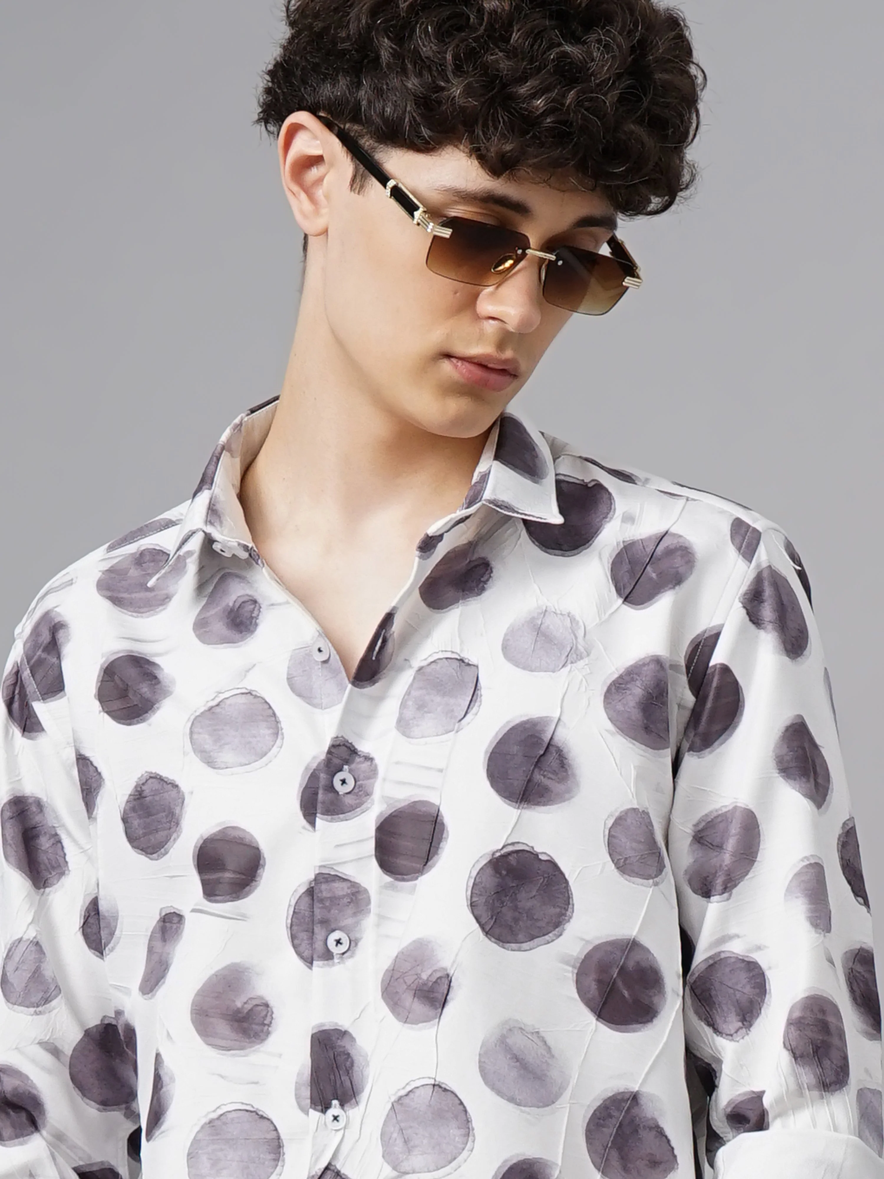 Men Otaru White Print Shirt - Image 2