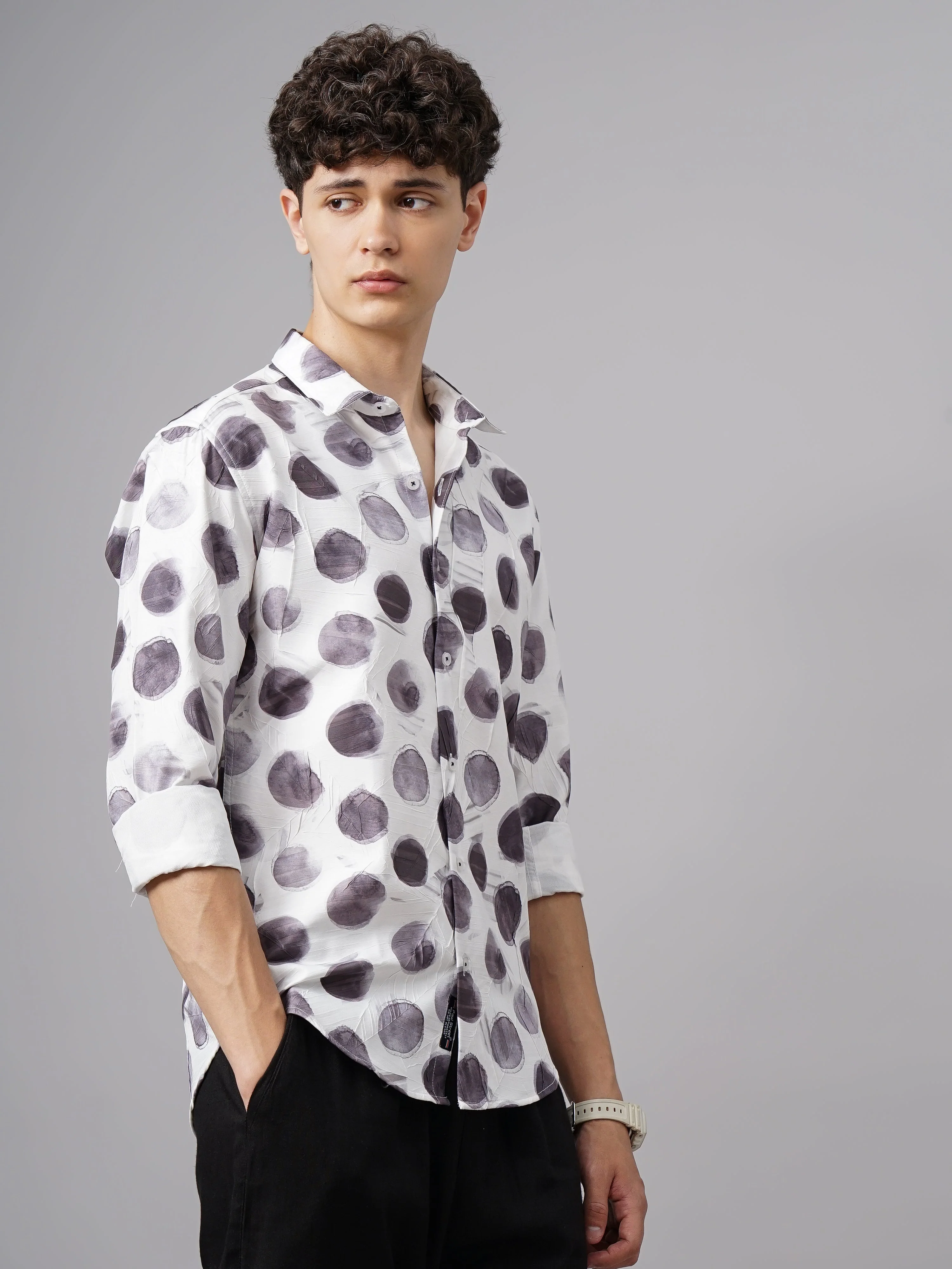 Men Otaru White Print Shirt - Image 5