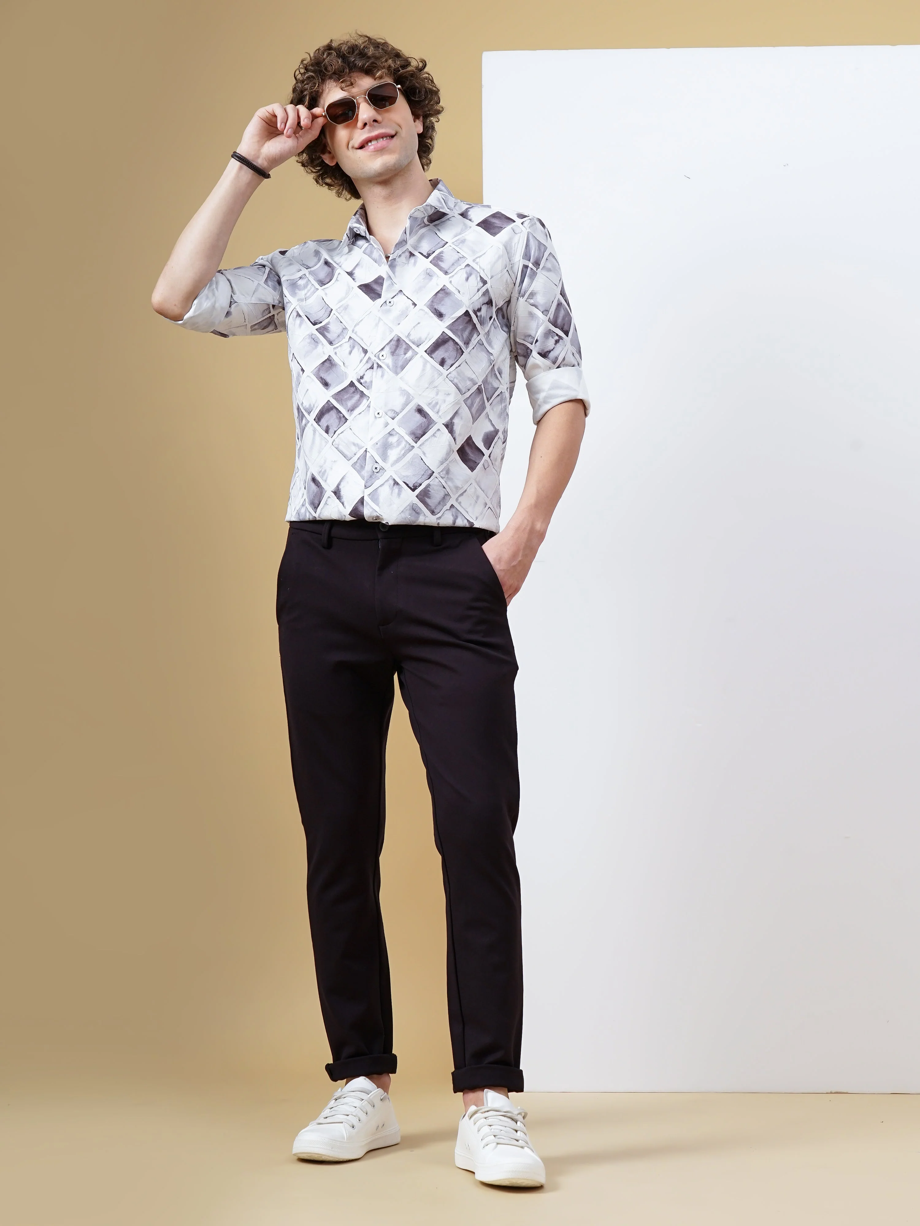 Men Otaru White Print Shirt - Image 6