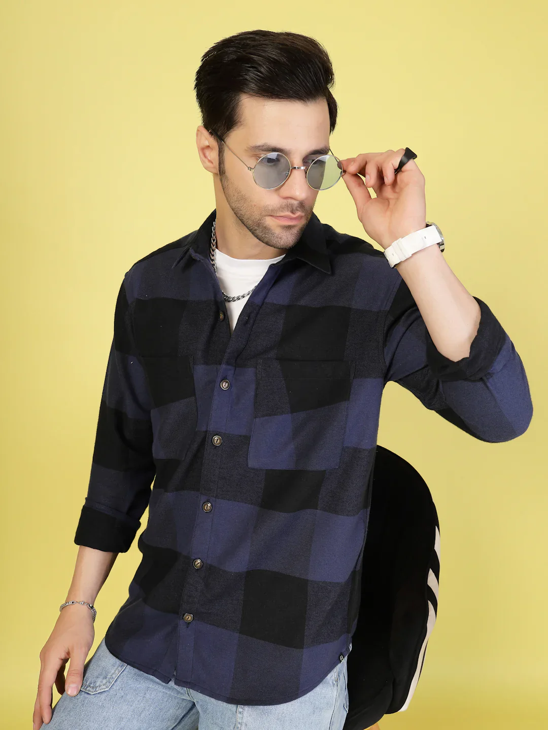 Men Oversized Checked Flannel Shacket