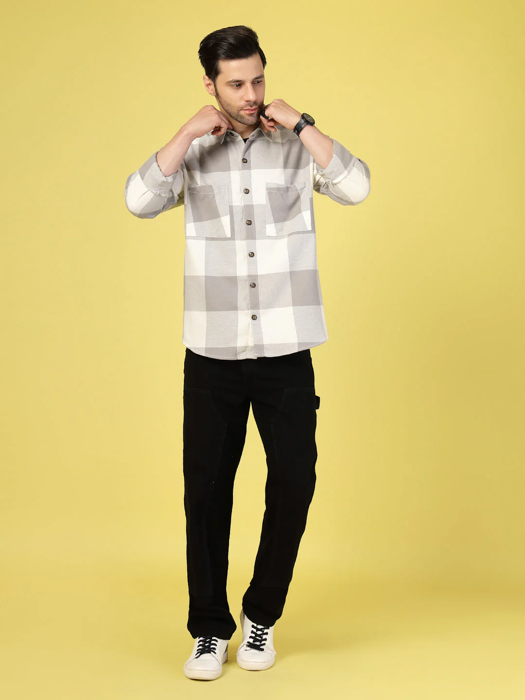 Men Oversized Checked Flannel Shacket