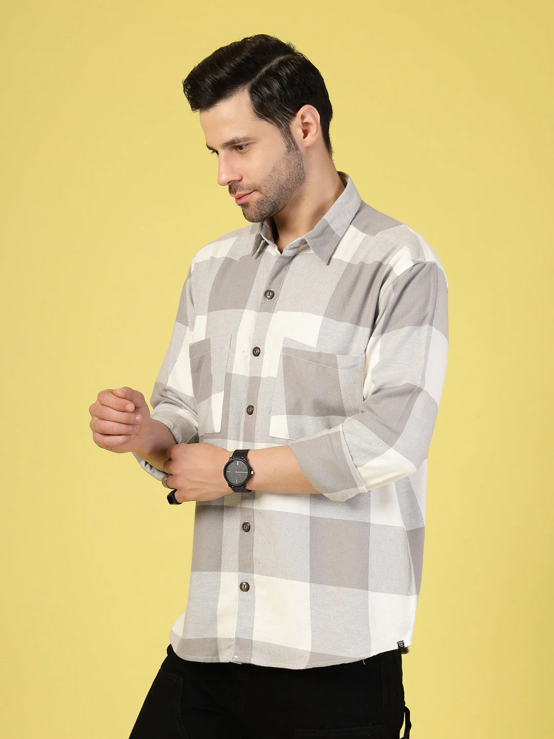 Men Oversized Checked Flannel Shacket - Image 4
