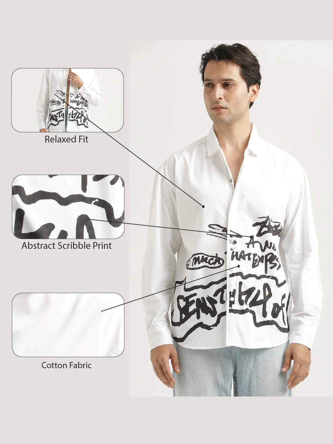 Men Oversized Cotton Shirt - Image 2
