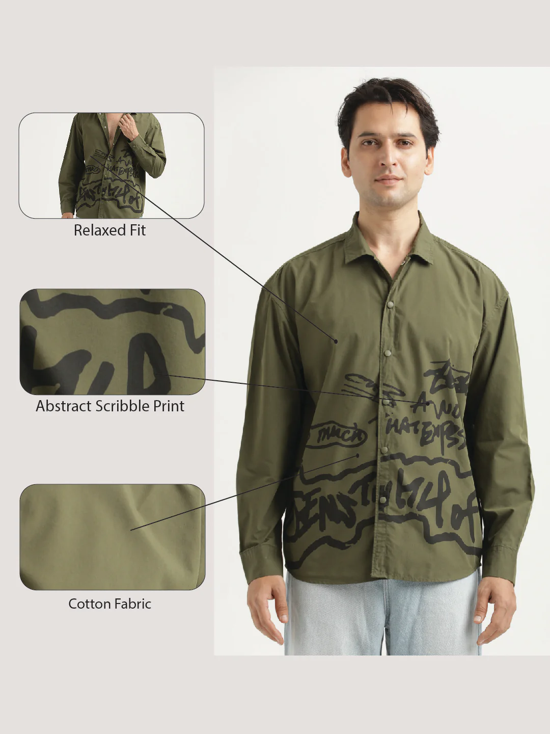 Men Oversized Cotton Shirt - Image 2