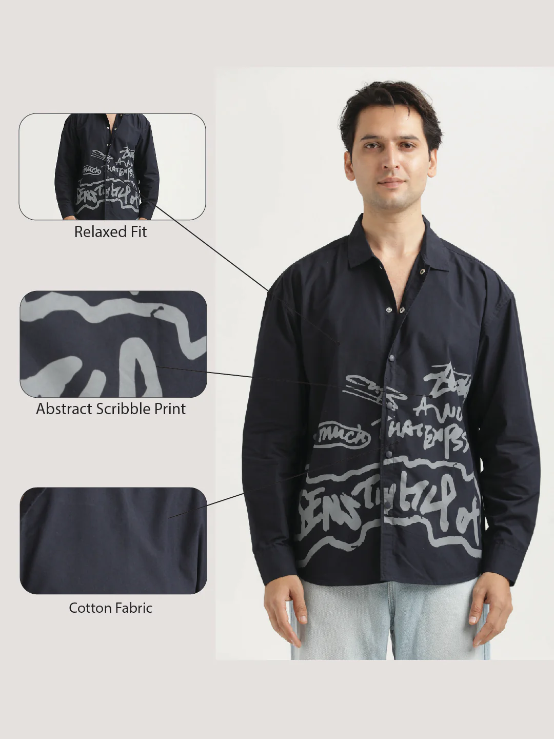 Men Oversized Cotton Shirt - Image 2