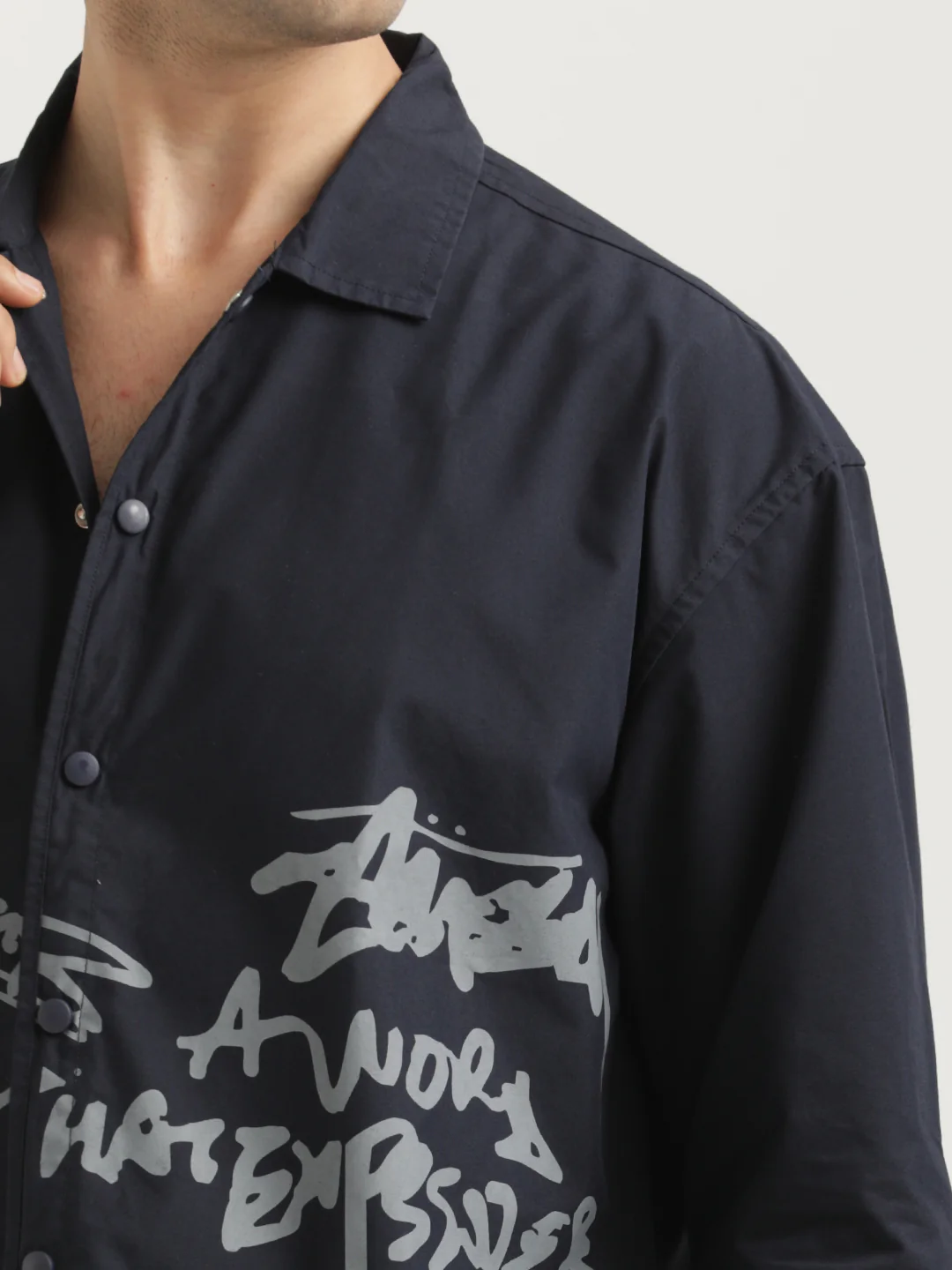 Men Oversized Cotton Shirt - Image 3