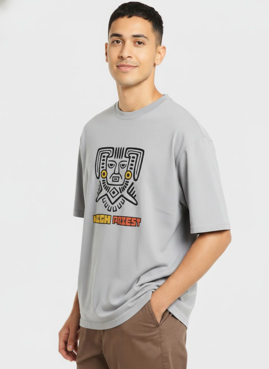 Men Oversized Cotton Tribal T-Shirt - Image 4