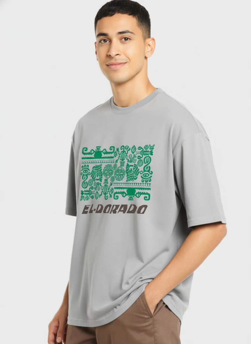 Men Oversized Cotton Tribal T-Shirt - Image 2