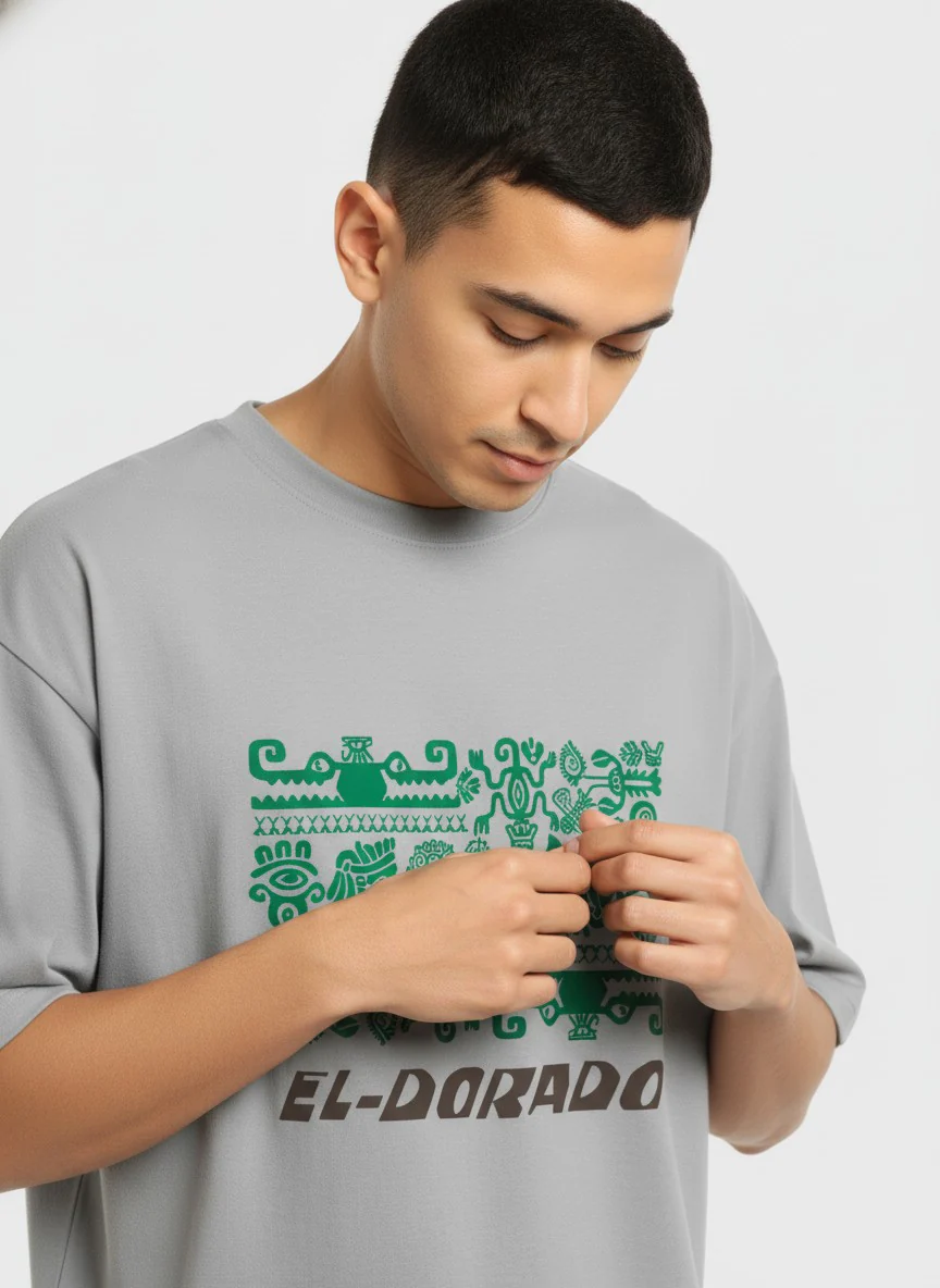 Men Oversized Cotton Tribal T-Shirt - Image 4