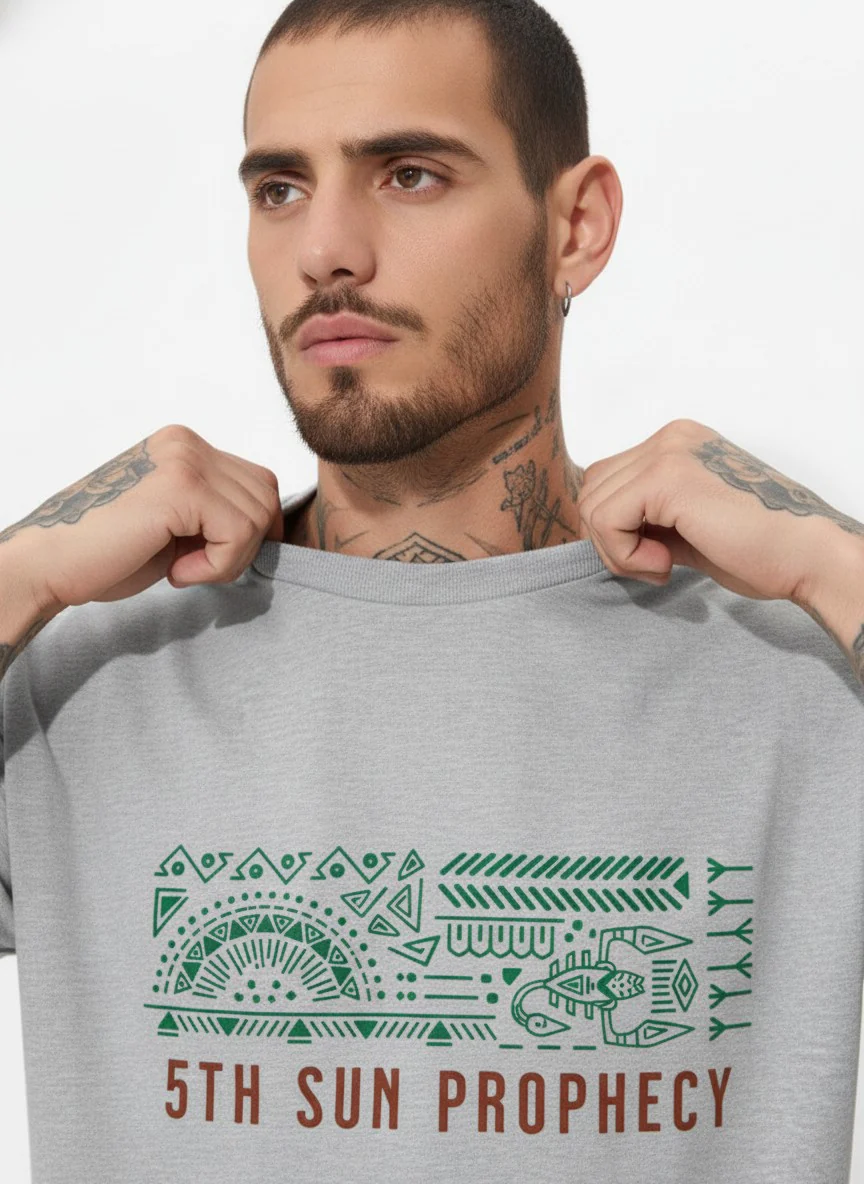 Men Oversized Cotton Tribal T-Shirt - Image 2