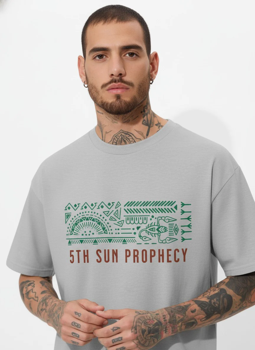 Men Oversized Cotton Tribal T-Shirt - Image 3