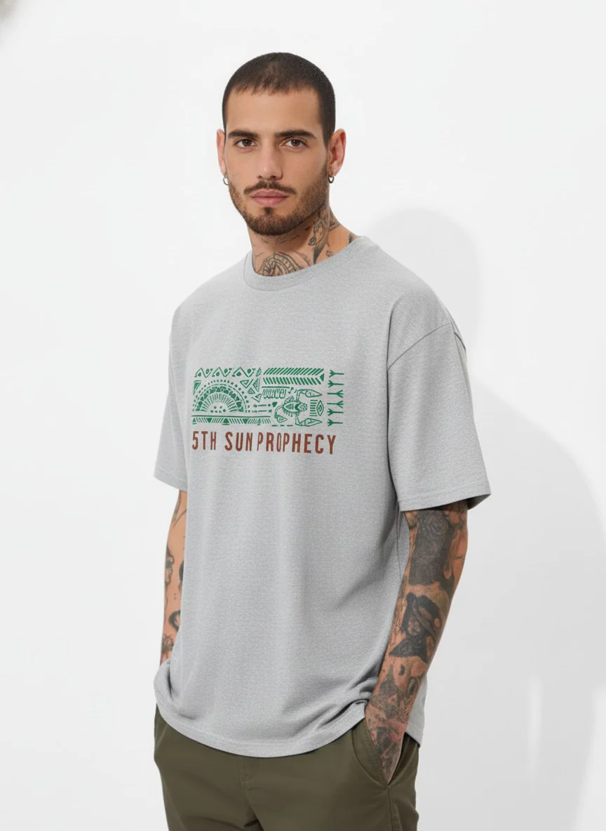 Men Oversized Cotton Tribal T-Shirt - Image 7