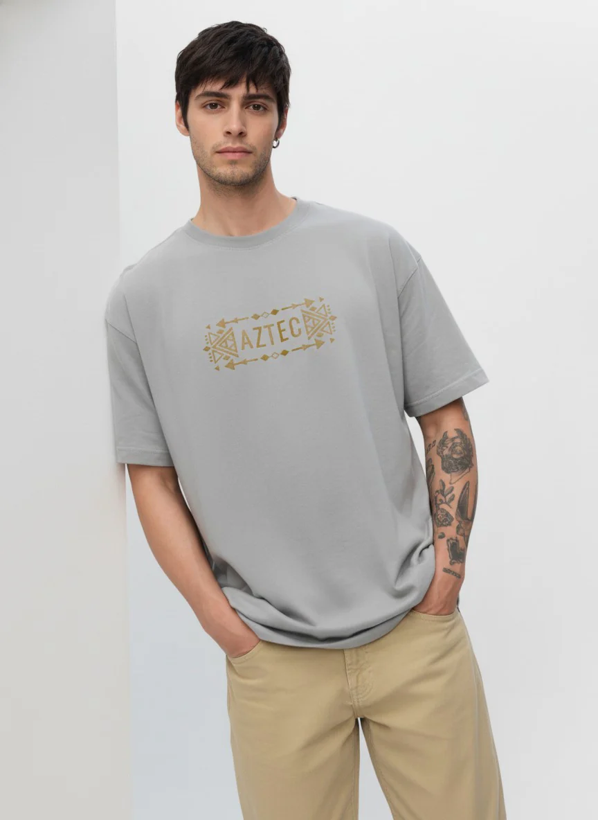 Men Oversized Cotton Tribal T-Shirt - Image 2