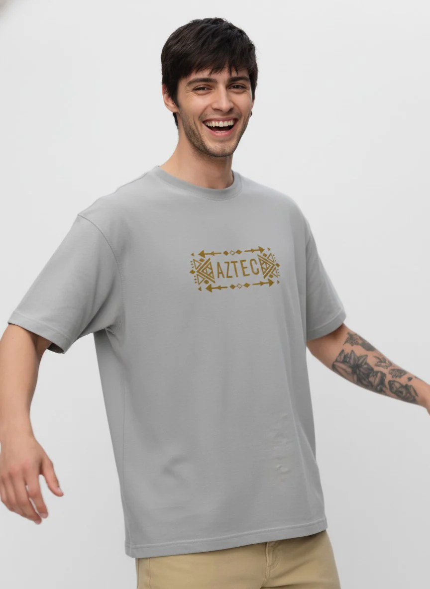 Men Oversized Cotton Tribal T-Shirt - Image 3