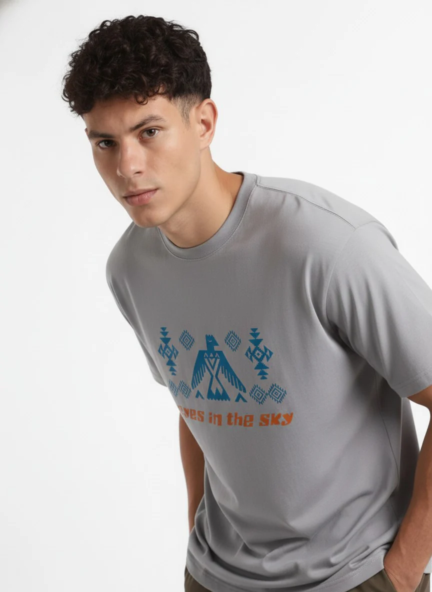 Men Oversized Cotton Tribal T-Shirt - Image 2