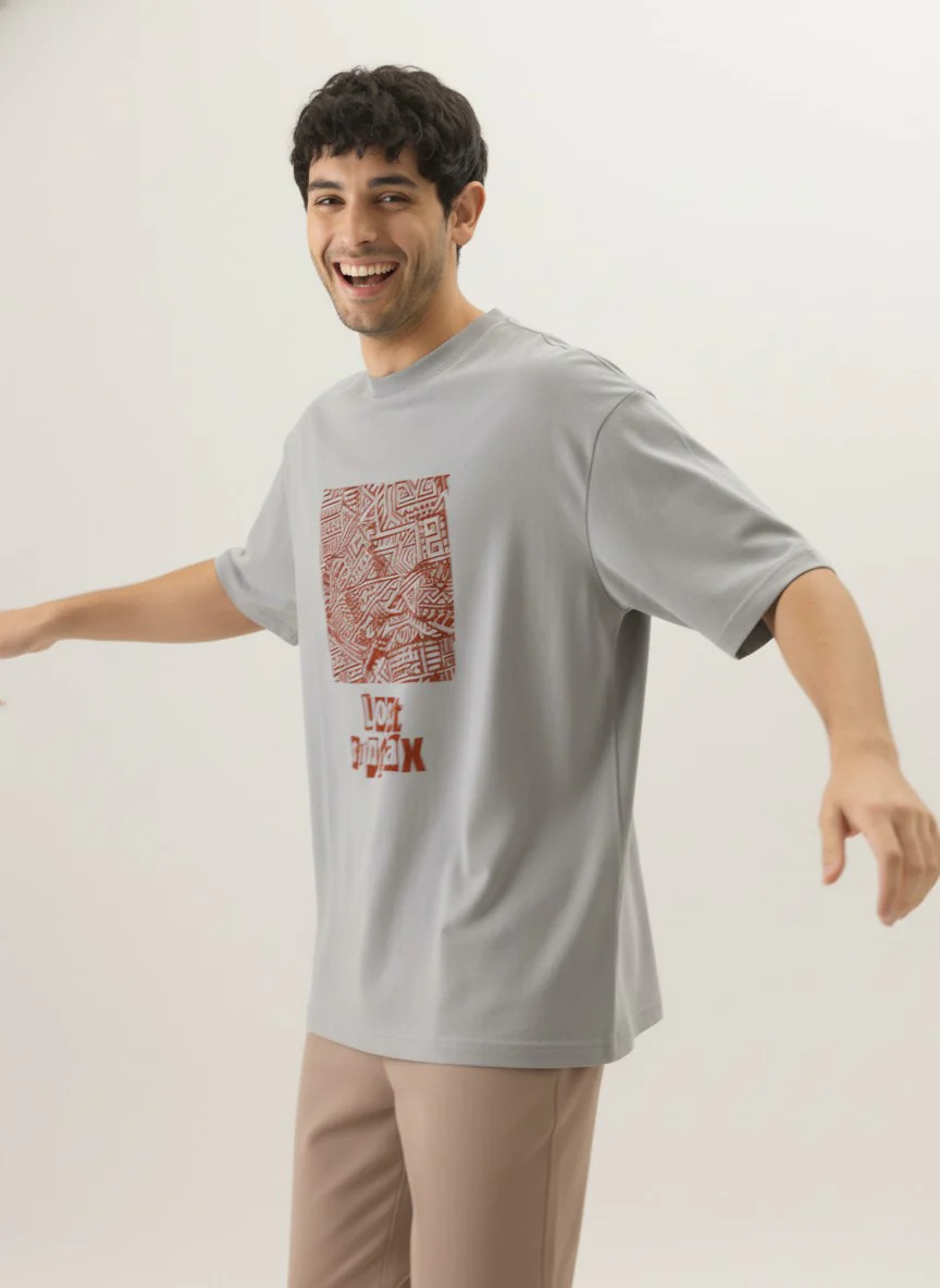 Men Oversized Cotton Tribal T-Shirt - Image 2
