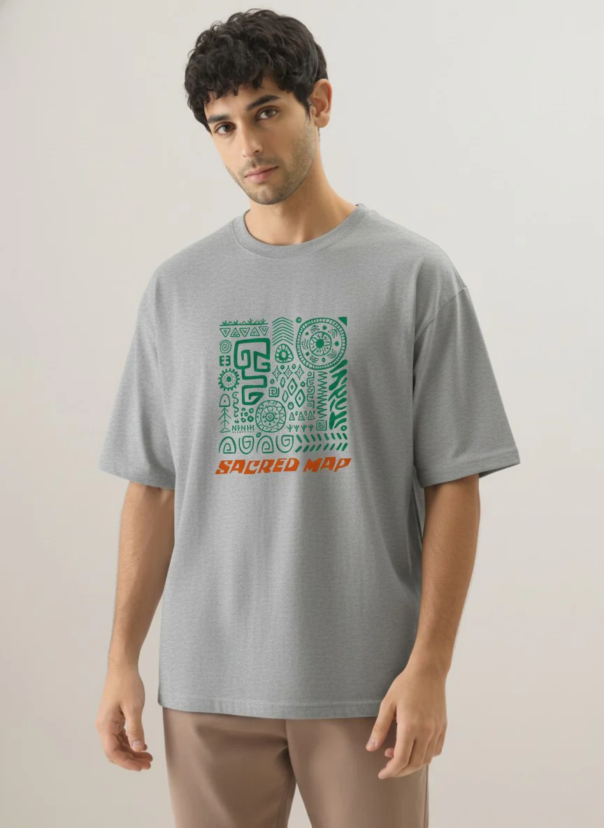 Men Oversized Cotton Tribal T-Shirt - Image 2