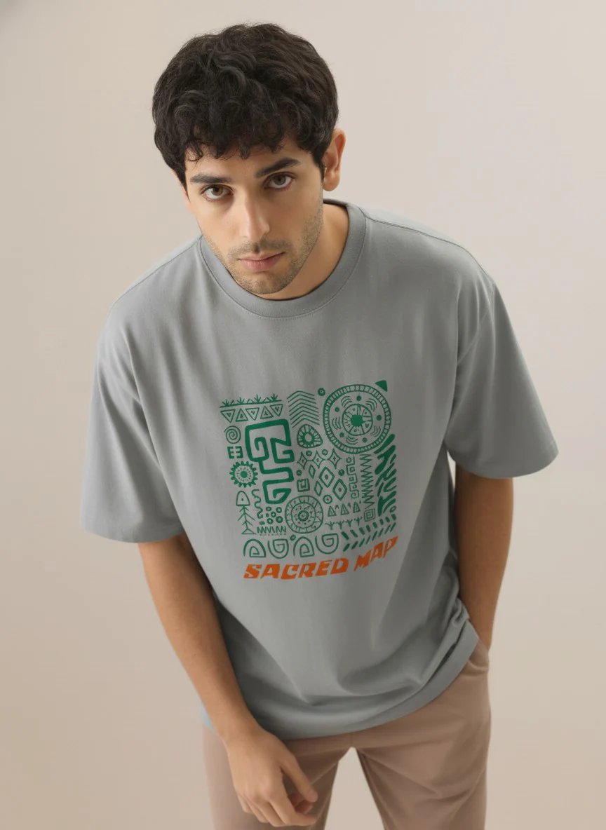 Men Oversized Cotton Tribal T-Shirt - Image 4