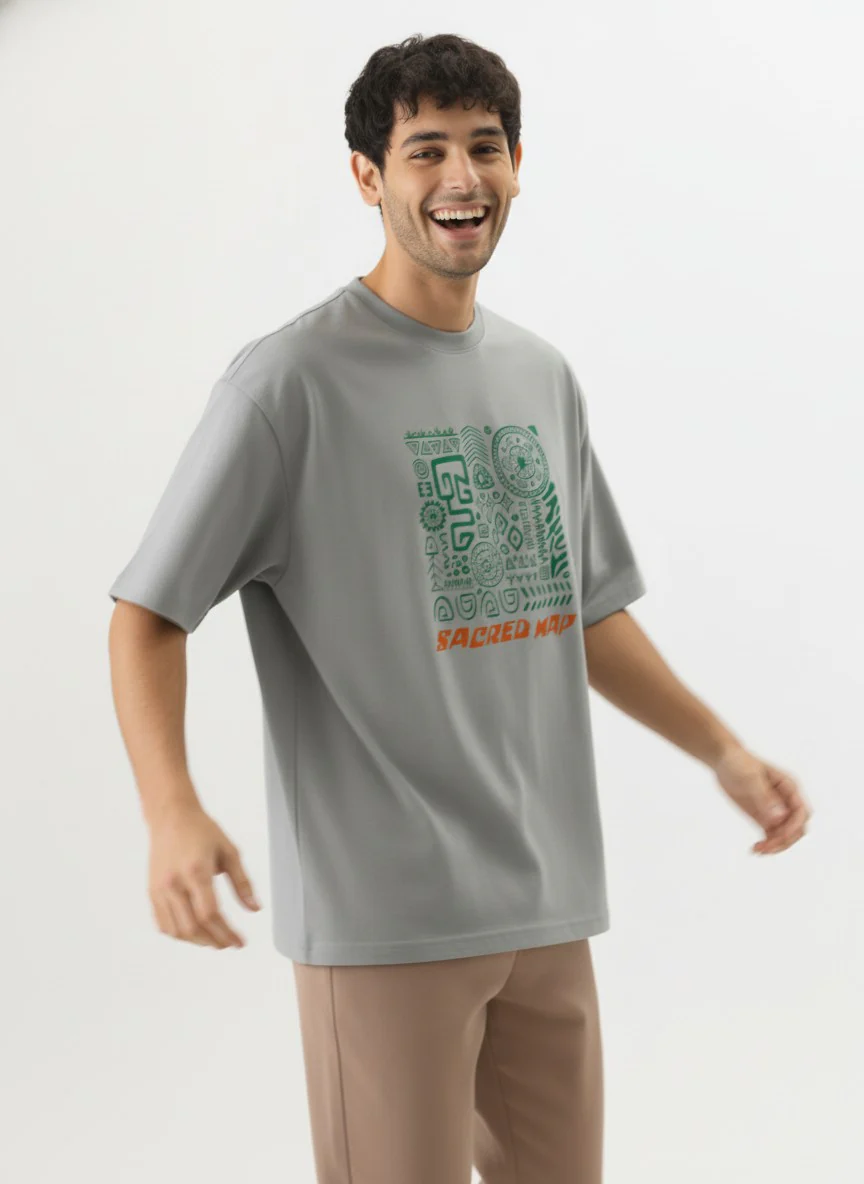 Men Oversized Cotton Tribal T-Shirt - Image 6