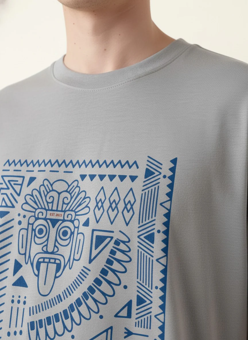 Men Oversized Cotton Tribal T-Shirt - Image 2