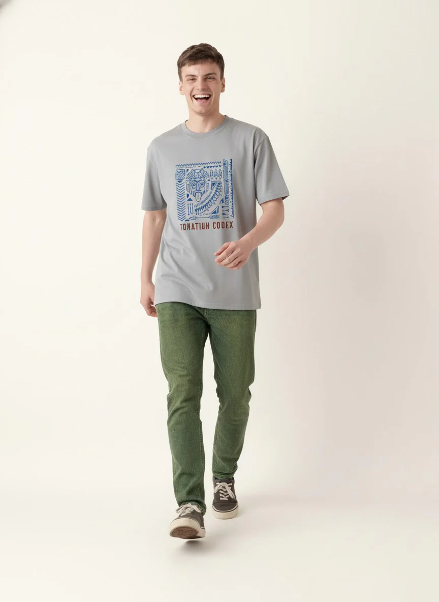 Men Oversized Cotton Tribal T-Shirt - Image 3