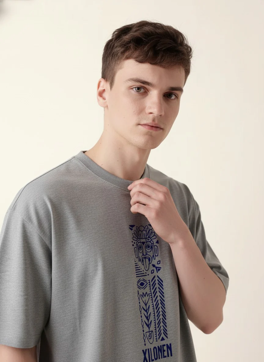 Men Oversized Cotton Tribal T-Shirt - Image 2