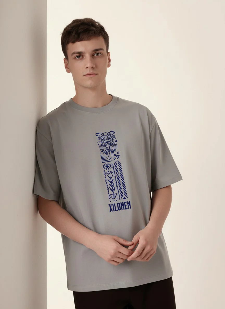 Men Oversized Cotton Tribal T-Shirt - Image 3