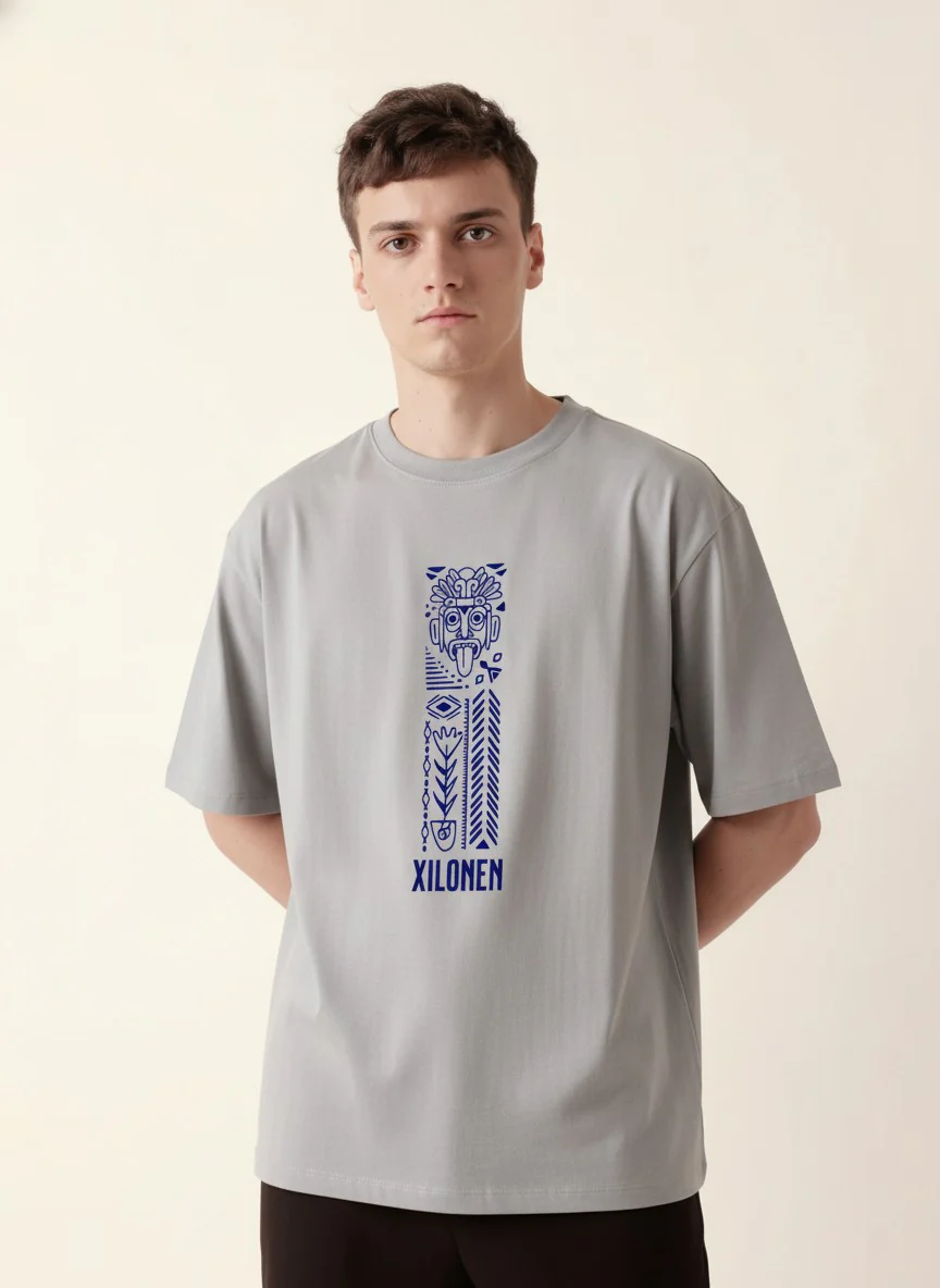 Men Oversized Cotton Tribal T-Shirt - Image 4