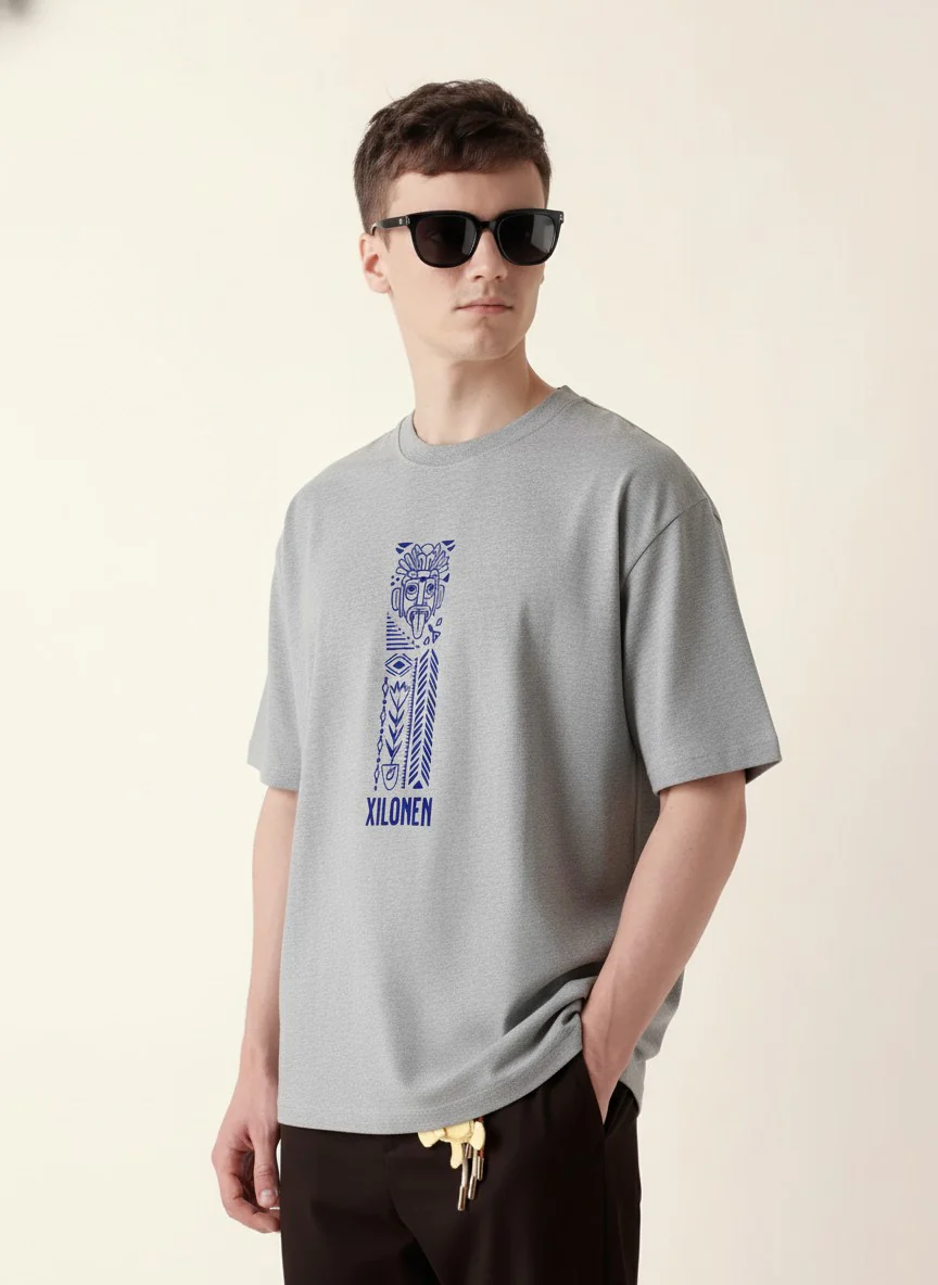 Men Oversized Cotton Tribal T-Shirt - Image 8