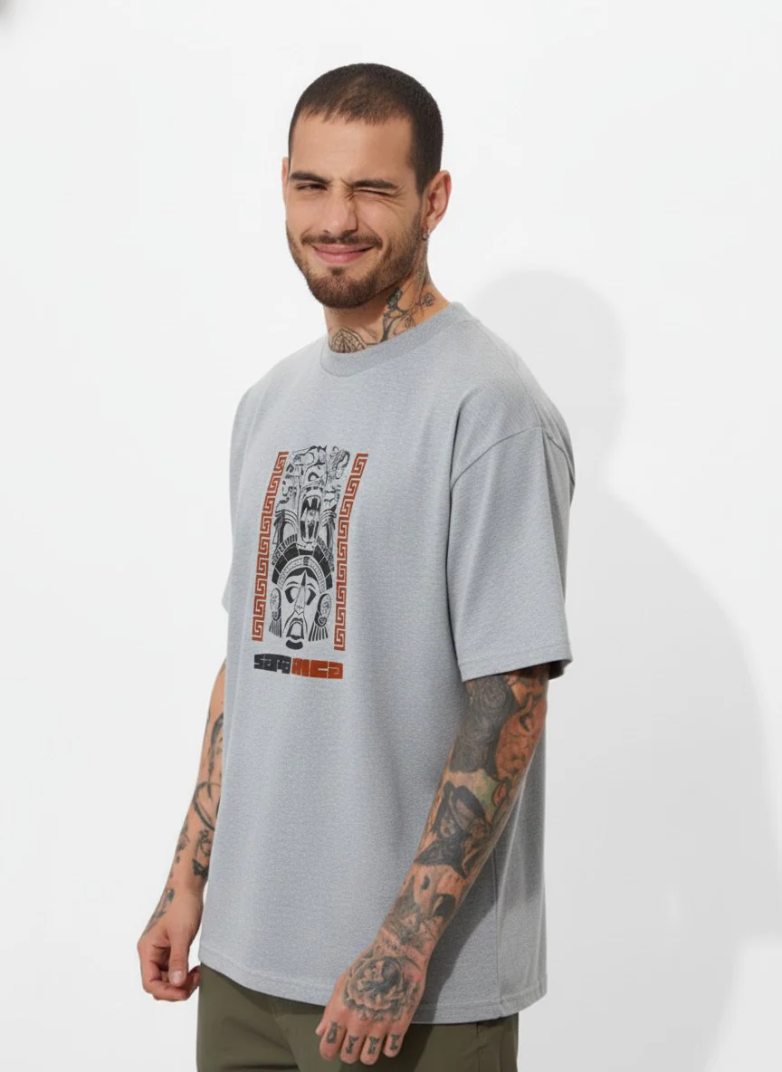 Men Oversized Cotton Tribal T-Shirt - Image 10