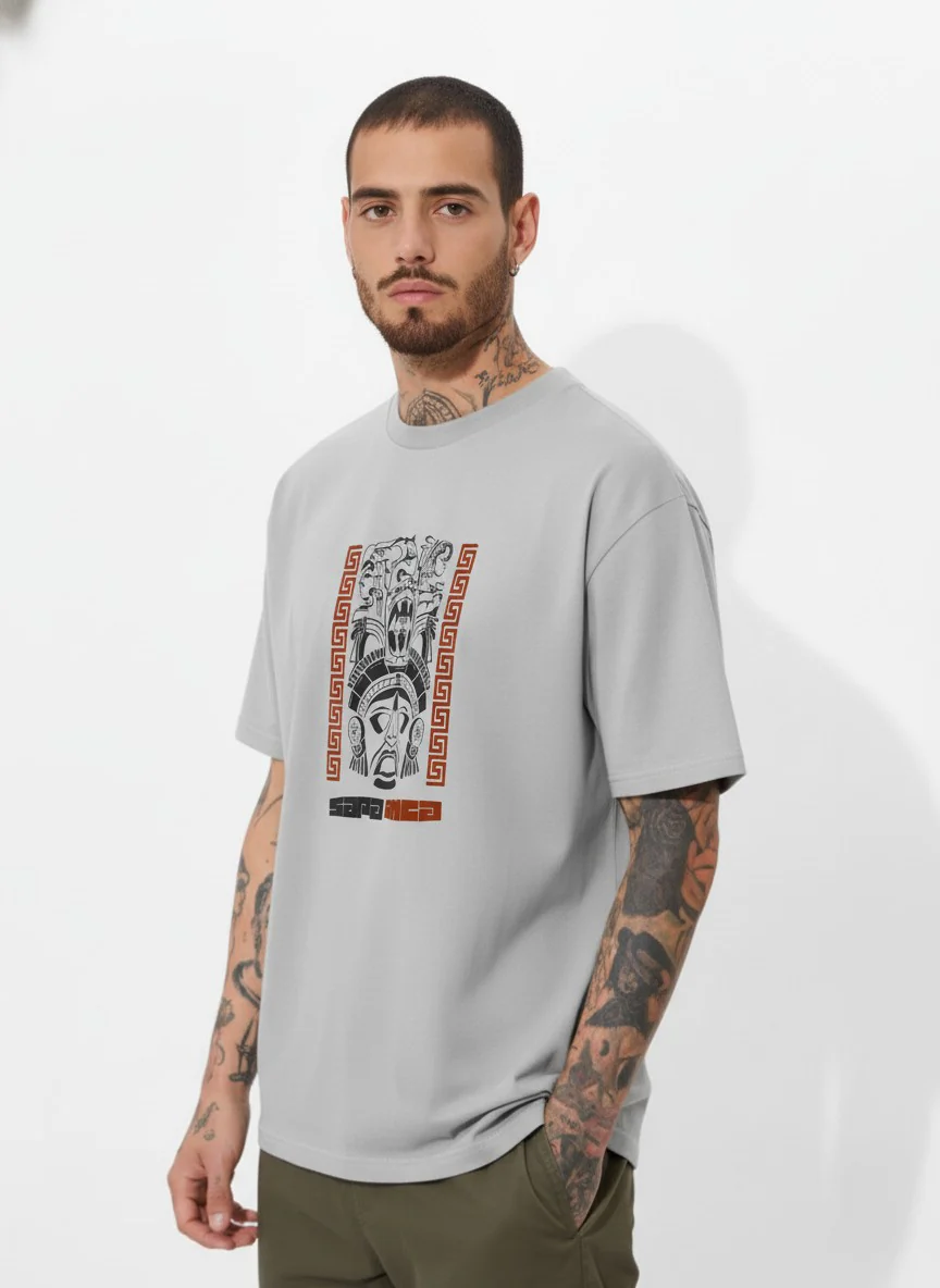 Men Oversized Cotton Tribal T-Shirt - Image 5