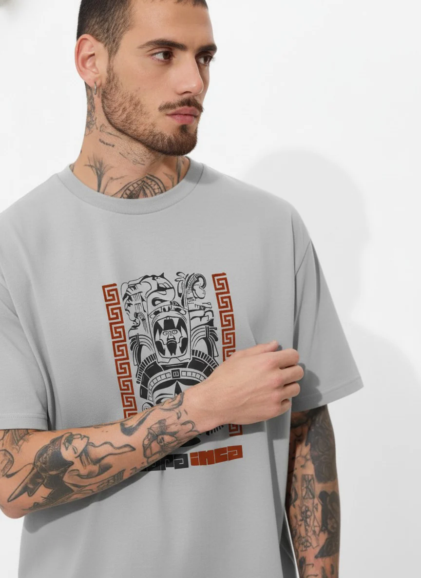 Men Oversized Cotton Tribal T-Shirt - Image 9
