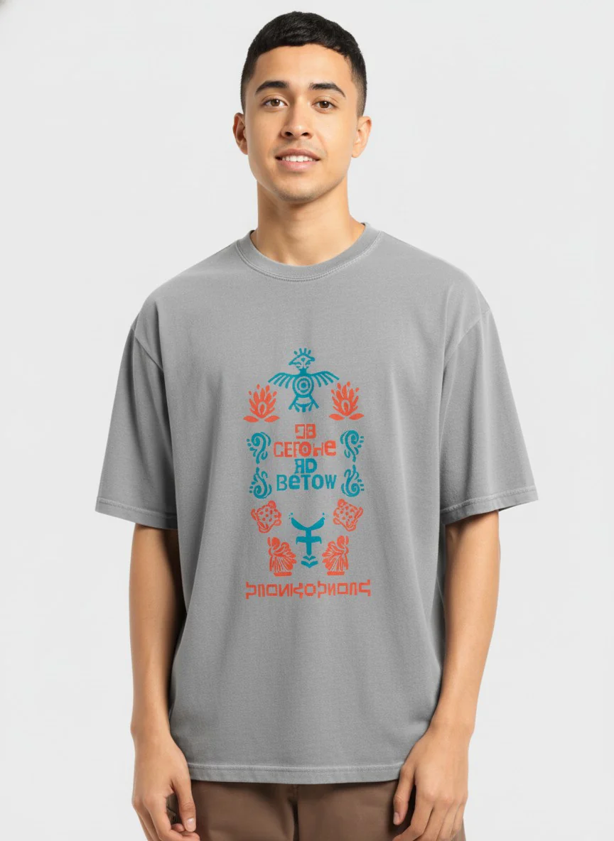 Men Oversized Cotton Tribal T-Shirt - Image 2