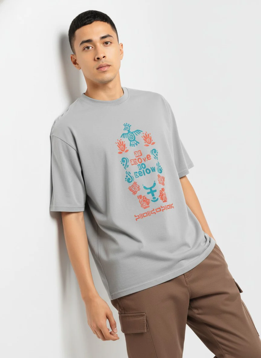 Men Oversized Cotton Tribal T-Shirt - Image 3