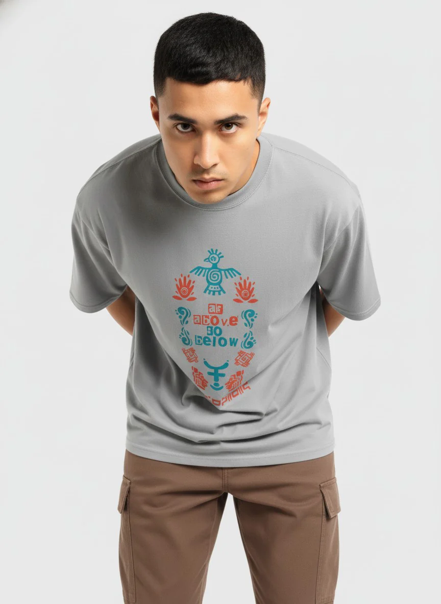 Men Oversized Cotton Tribal T-Shirt - Image 4