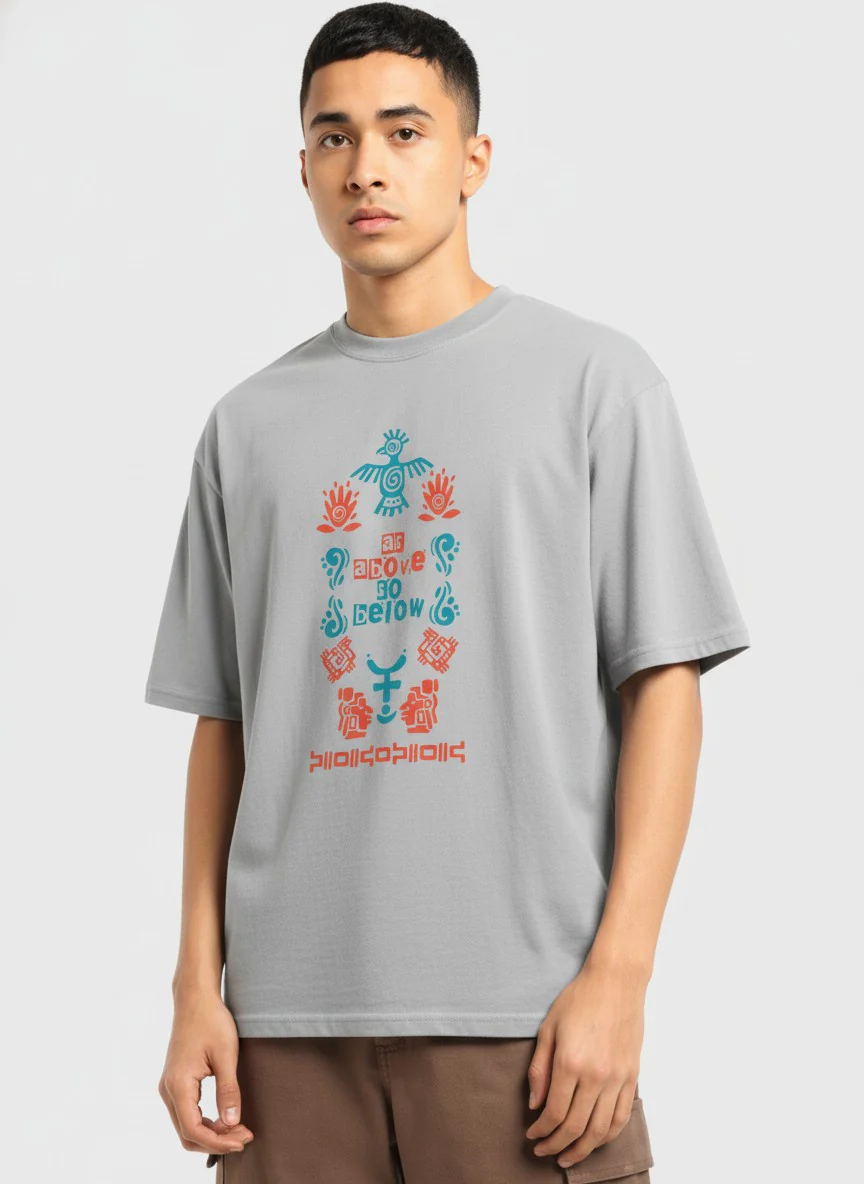Men Oversized Cotton Tribal T-Shirt - Image 6
