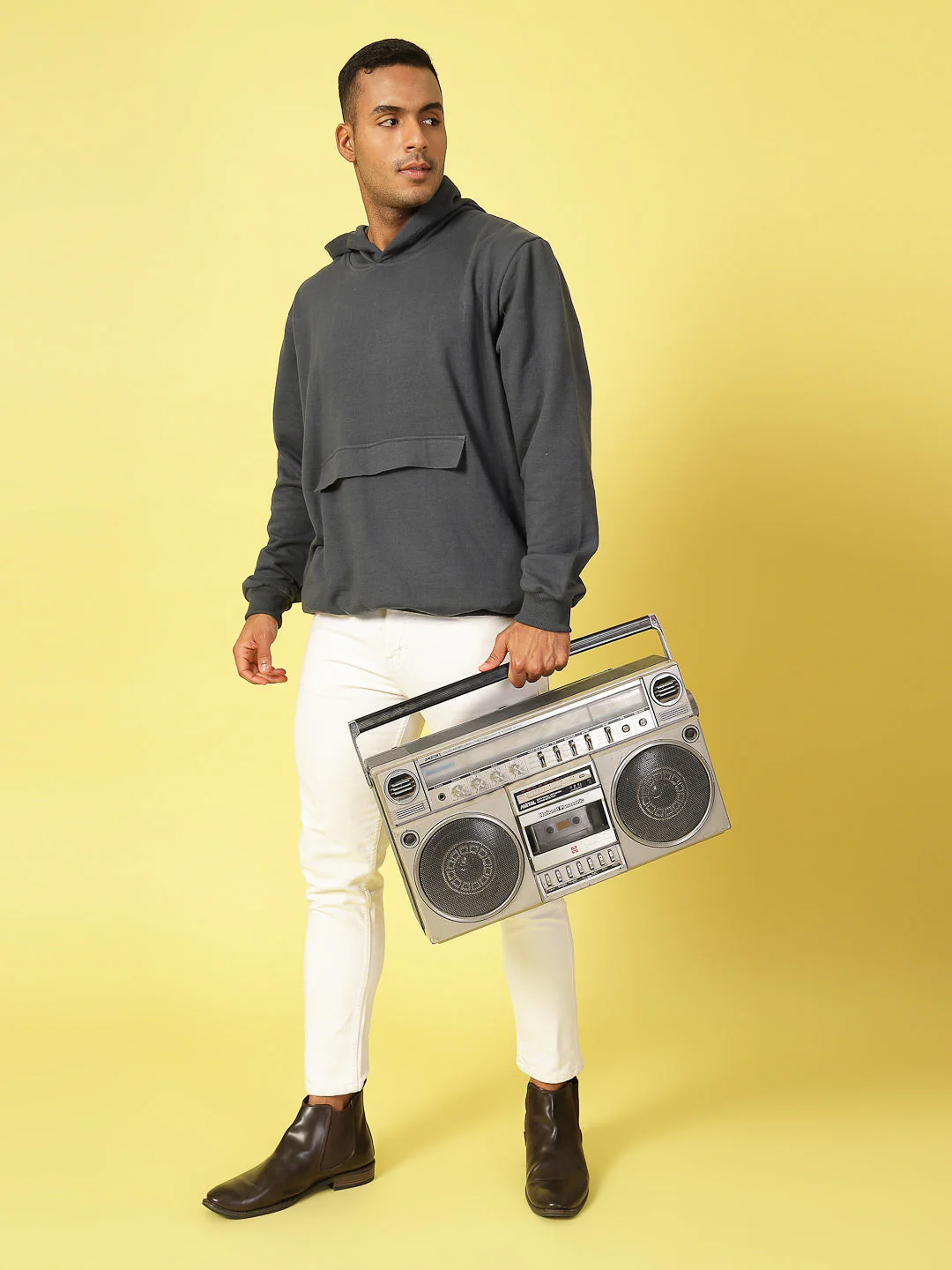 Men Oversized Hoodie with Bold Print Sweatshirt - Image 4