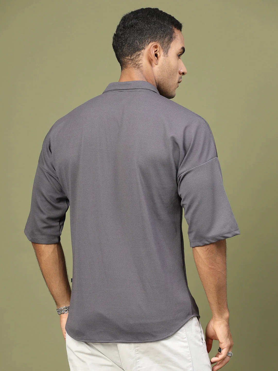 Men Oversized Utility Polyester Shirt - Image 2