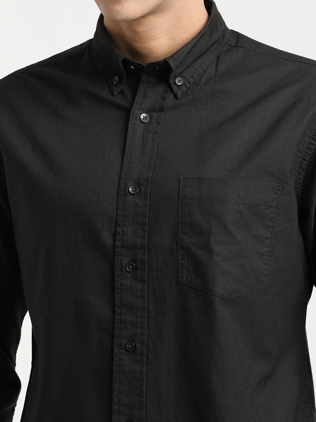 Men Oxford Cotton Shirt with Button-Down Collar - Image 6