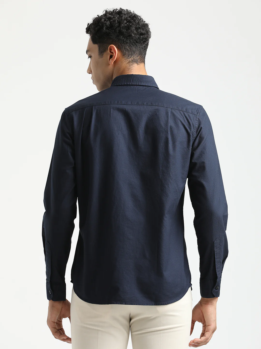 Men Oxford Cotton Shirt with Button-Down Collar - Image 2