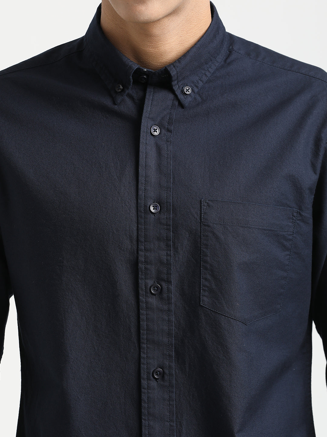 Men Oxford Cotton Shirt with Button-Down Collar - Image 5