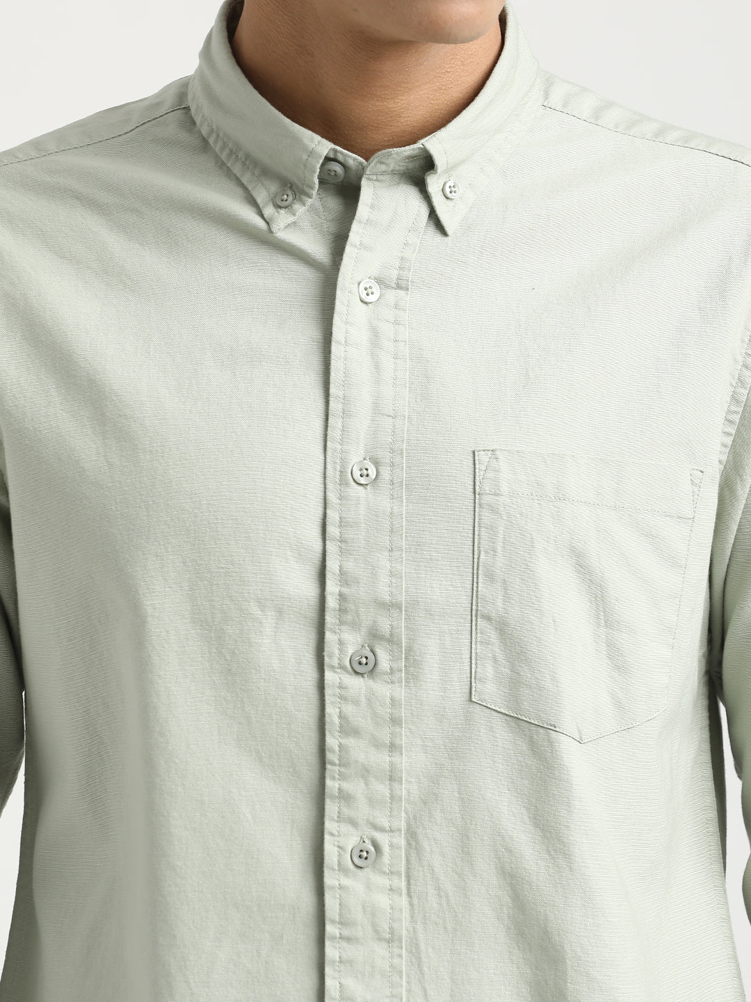 Men Oxford Cotton Shirt with Button-Down Collar - Image 6