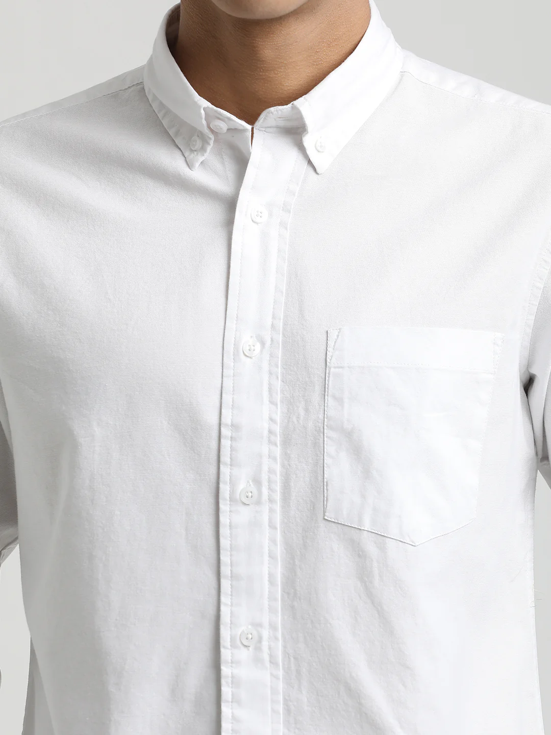 Men Oxford Cotton Shirt with Button-Down Collar - Image 6