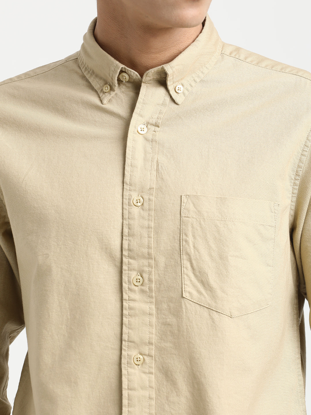 Men Oxford Cotton Shirt with Button-Down Collar - Image 6
