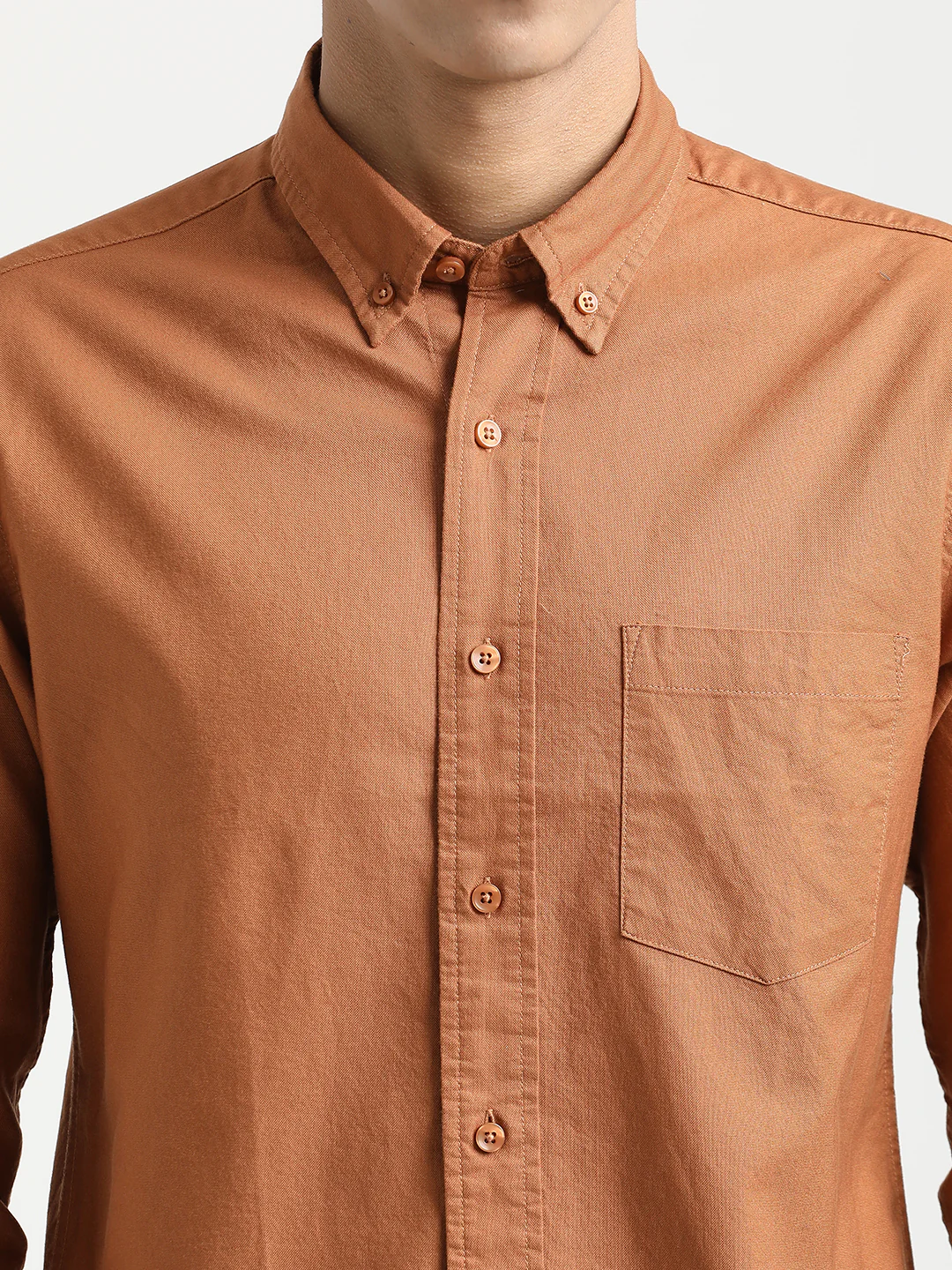 Men Oxford Cotton Shirt with Button-Down Collar - Image 6